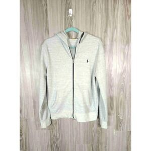 Polo Sport Ralph Lauren Gray Fleece Zip Up Sweatshirt Hoodie Logo Medium